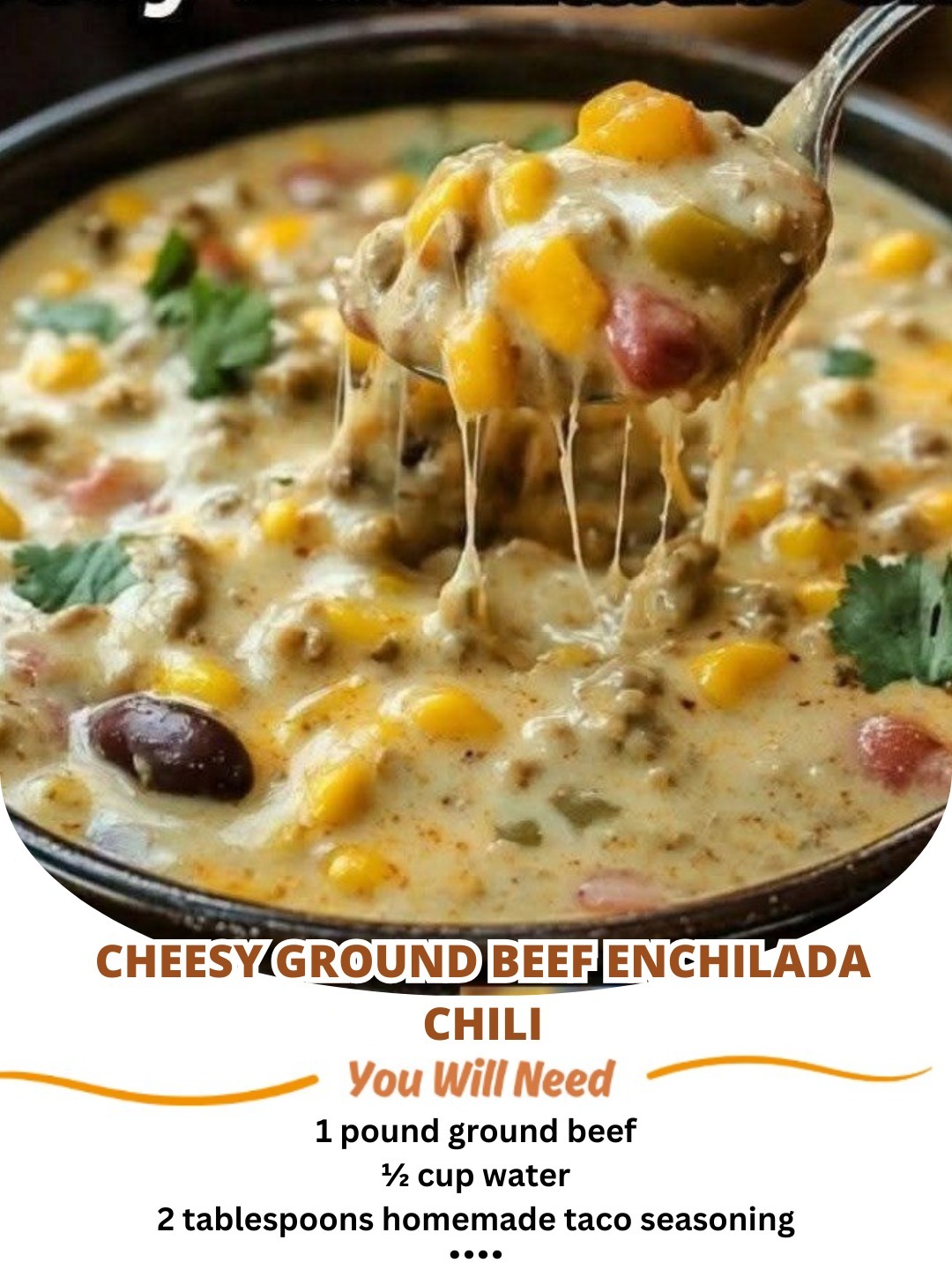 Hearty and flavorful Cheesy Ground Beef Enchilada Chili with melty cheese and bold spices.