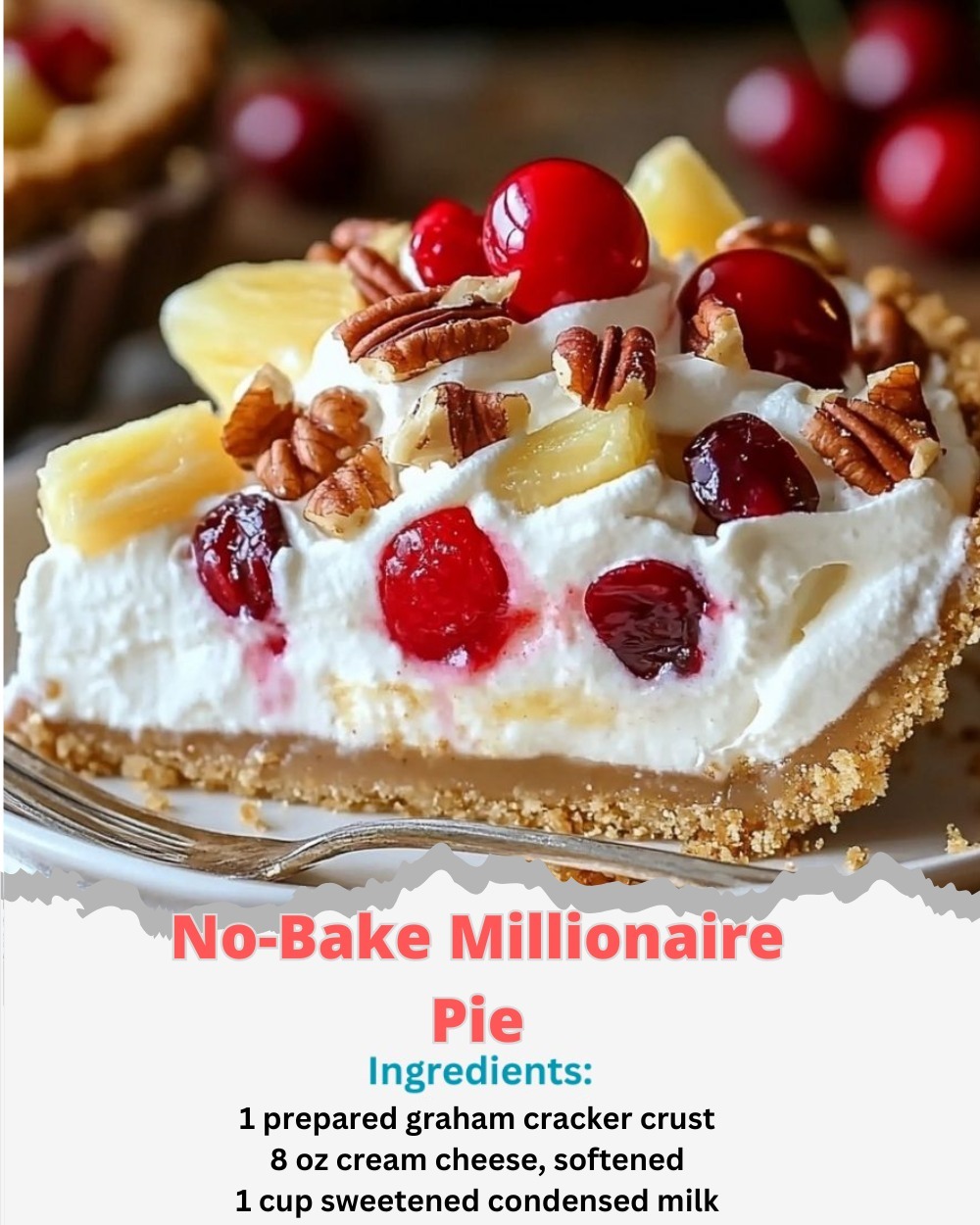 Creamy and delicious No-Bake Millionaire Pie with a rich, tropical flavor.