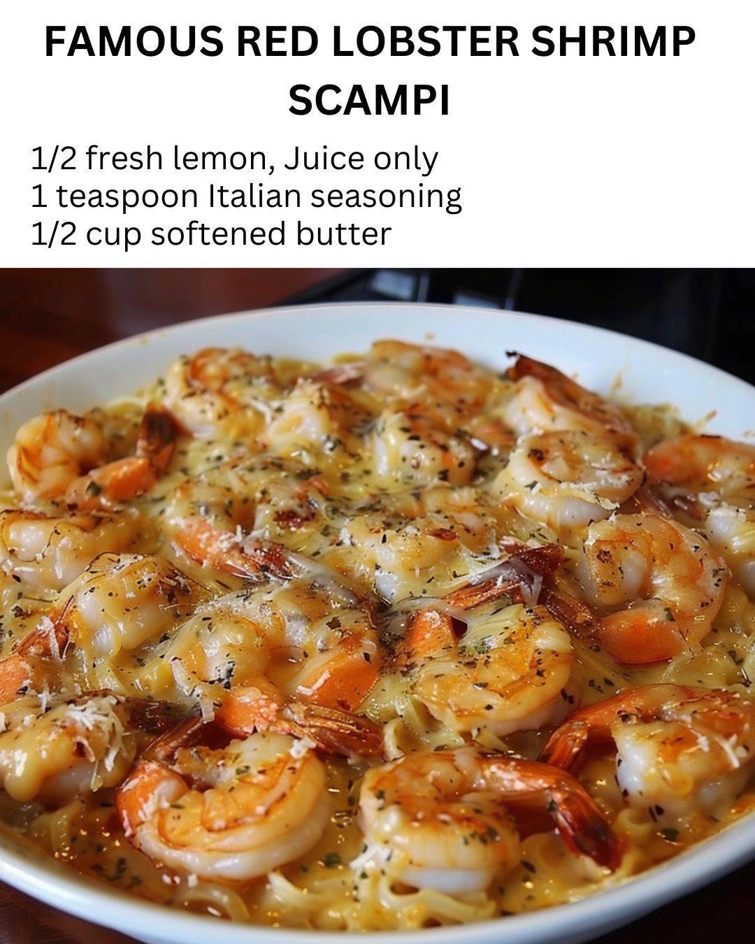 Garlic butter Red Lobster Shrimp Scampi with juicy shrimp, white wine sauce, and tender pasta.