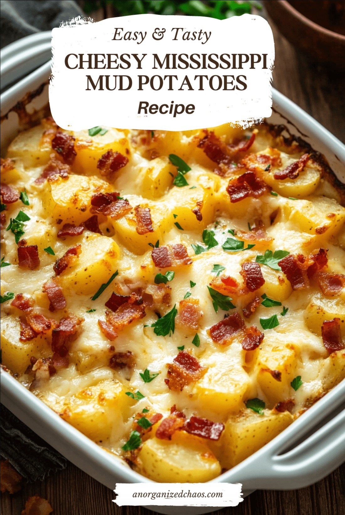 Creamy and cheesy Southern Mud Potatoes baked to perfection with a rich, savory flavor.