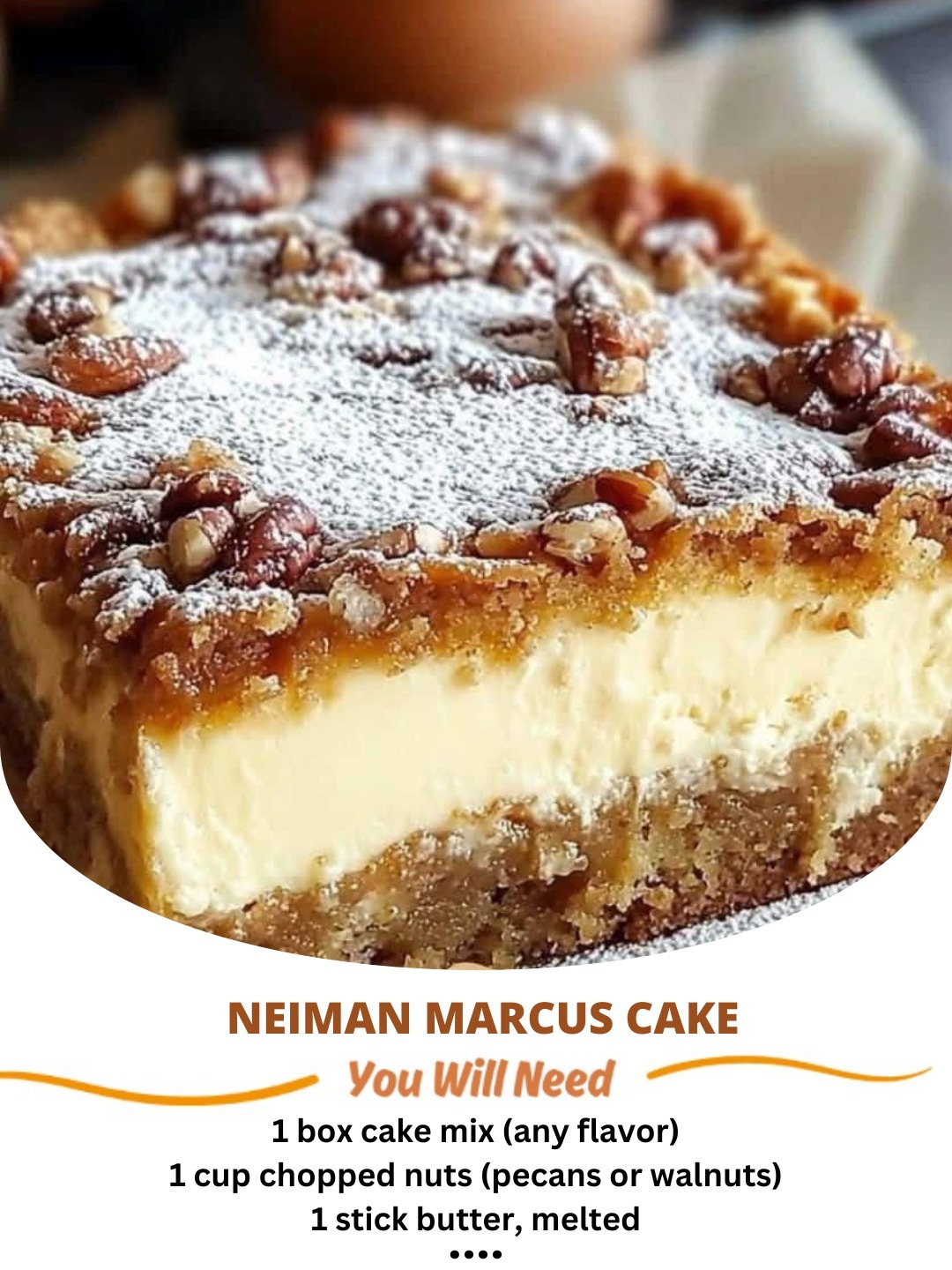 Rich and decadent Neiman Marcus Cake with a buttery crust, creamy topping, and a hint of sweetness.