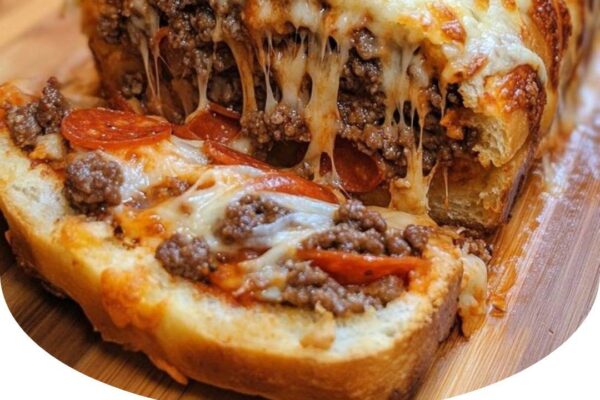 Cheesy, stuffed Garbage Bread loaded with meats, veggies, and melty goodness—perfect for any meal.