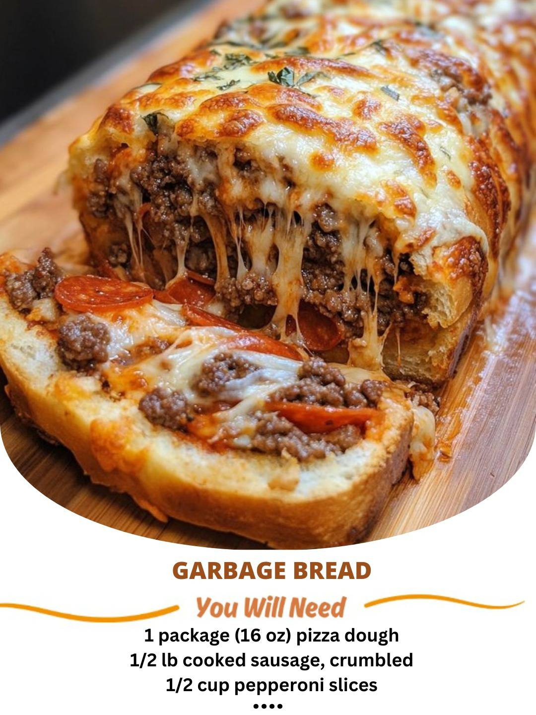 Cheesy, stuffed Garbage Bread loaded with meats, veggies, and melty goodness—perfect for any meal.