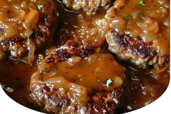 Juicy and flavorful Salisbury steak smothered in rich brown gravy—comfort food at its best!