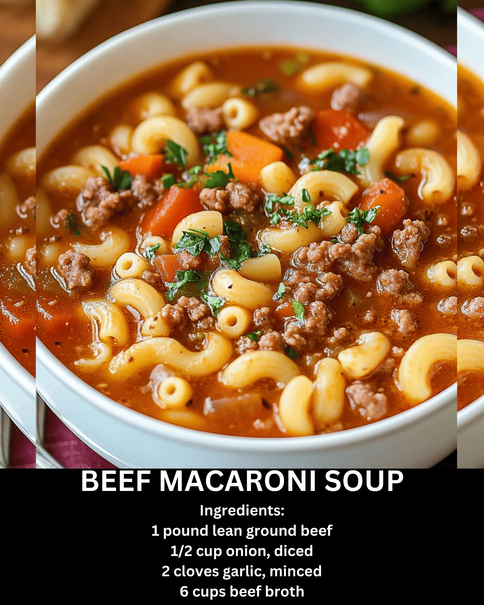 Warm and hearty beef macaroni soup with tender beef, pasta, and a flavorful broth