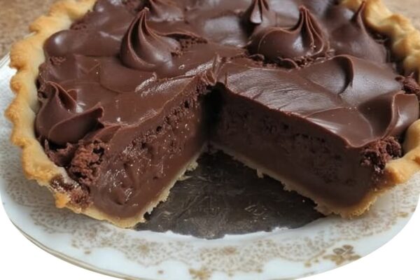 Old-fashioned chocolate pie with a rich, creamy filling and flaky homemade crust