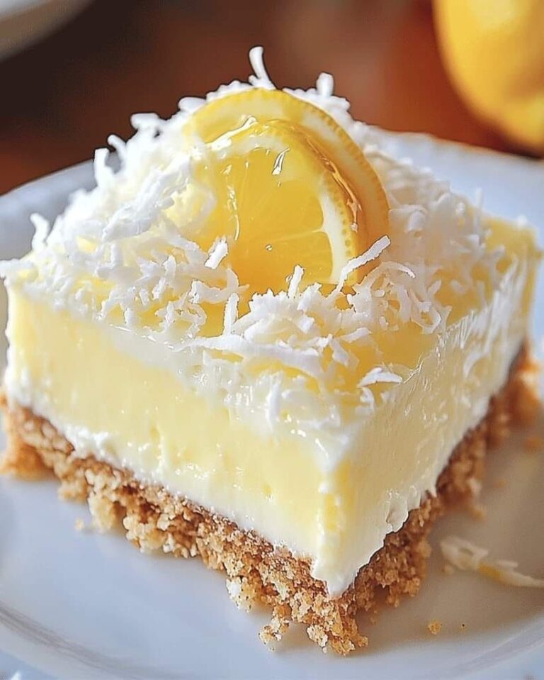 No Bake Lemon Coconut Cheesecake Bars
