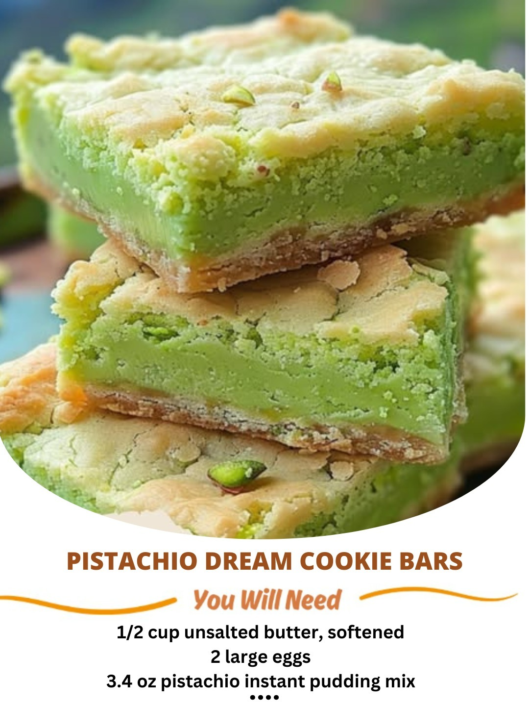 Pistachio Dream Cookie Bars