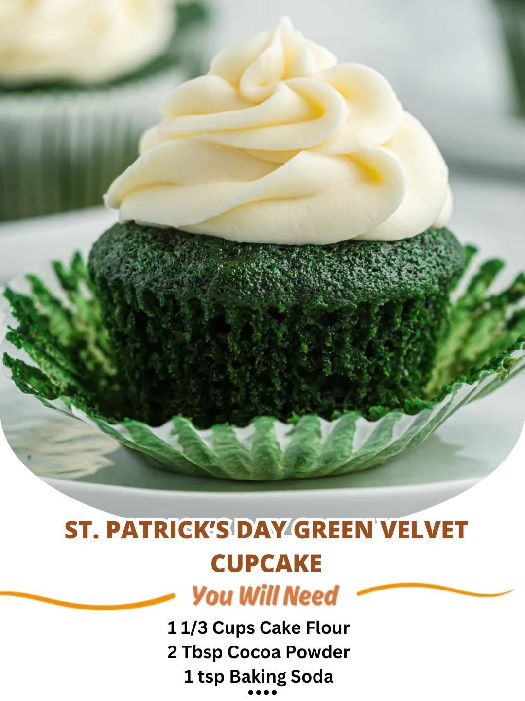 St. Patrick’s Day Green Velvet Cupcake