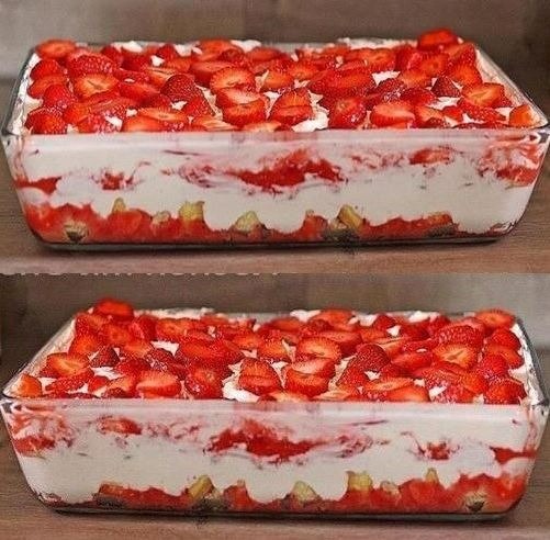 Strawberry Tiramisu ready in 10 minutes with 300 g curd