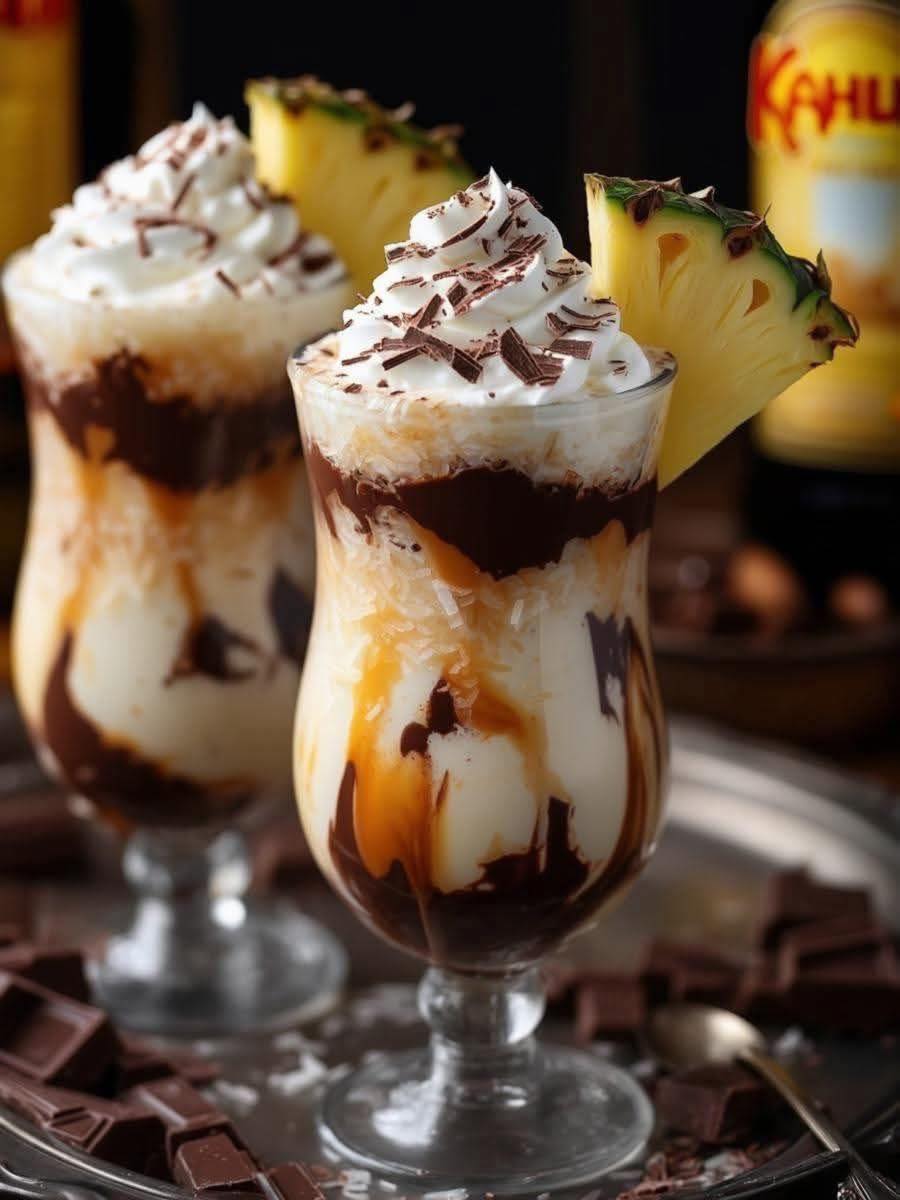 Kahlua-Spiked Chocolate Pi�a Colada with Kahlua Cream Frosting