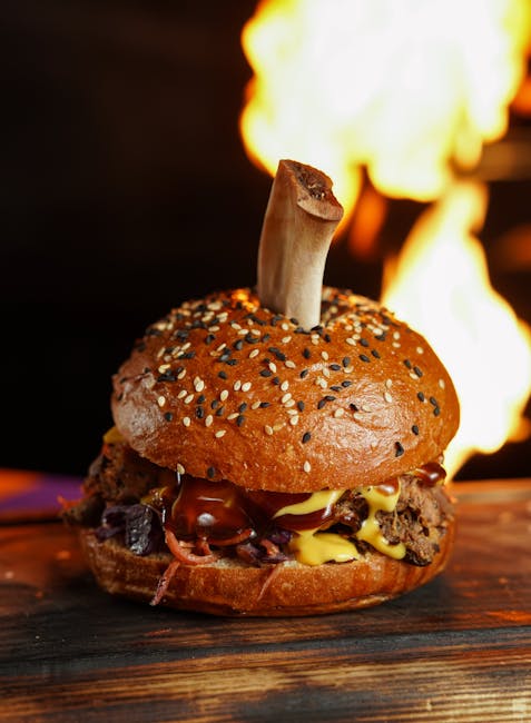 Smoked brisket burger with BBQ sauce and cheddar