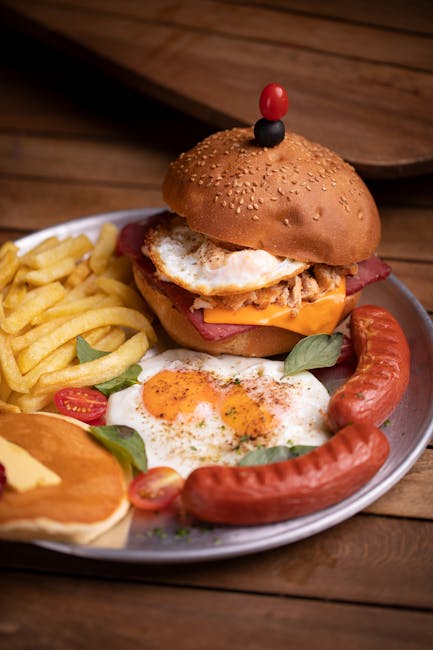 Maple bacon breakfast burger with sunny side egg