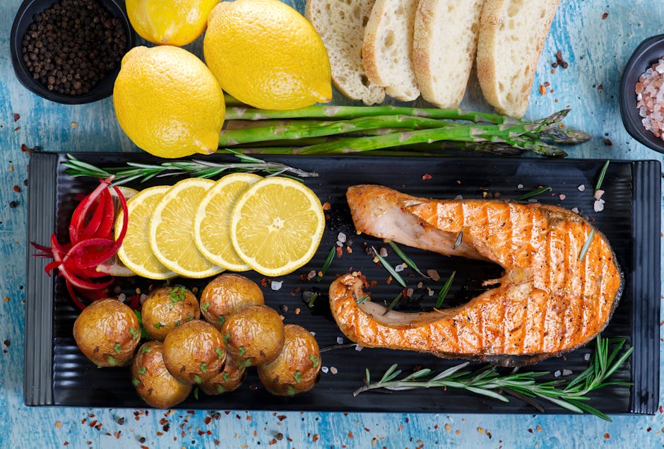 Oven-baked lemon herb salmon with asparagus