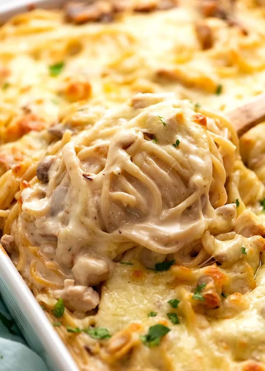 Chicken Tetrazzini – creamy Italian pasta bake