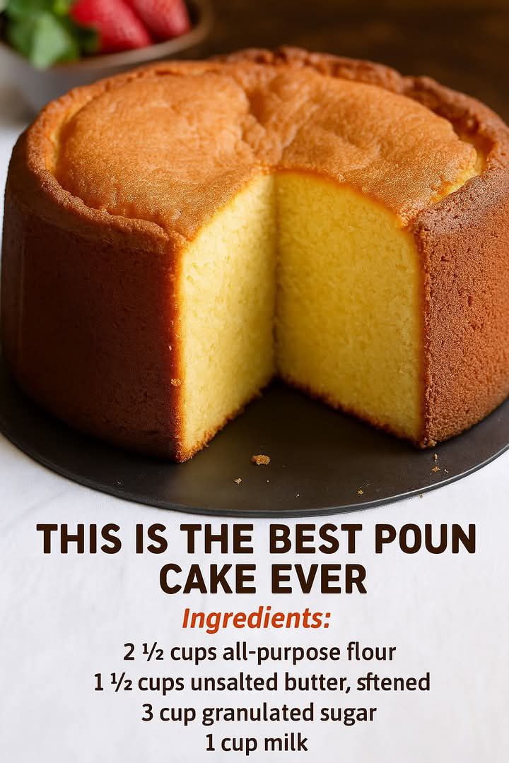 This is the best pound cake ever! The combination of the three flavorings is delicious