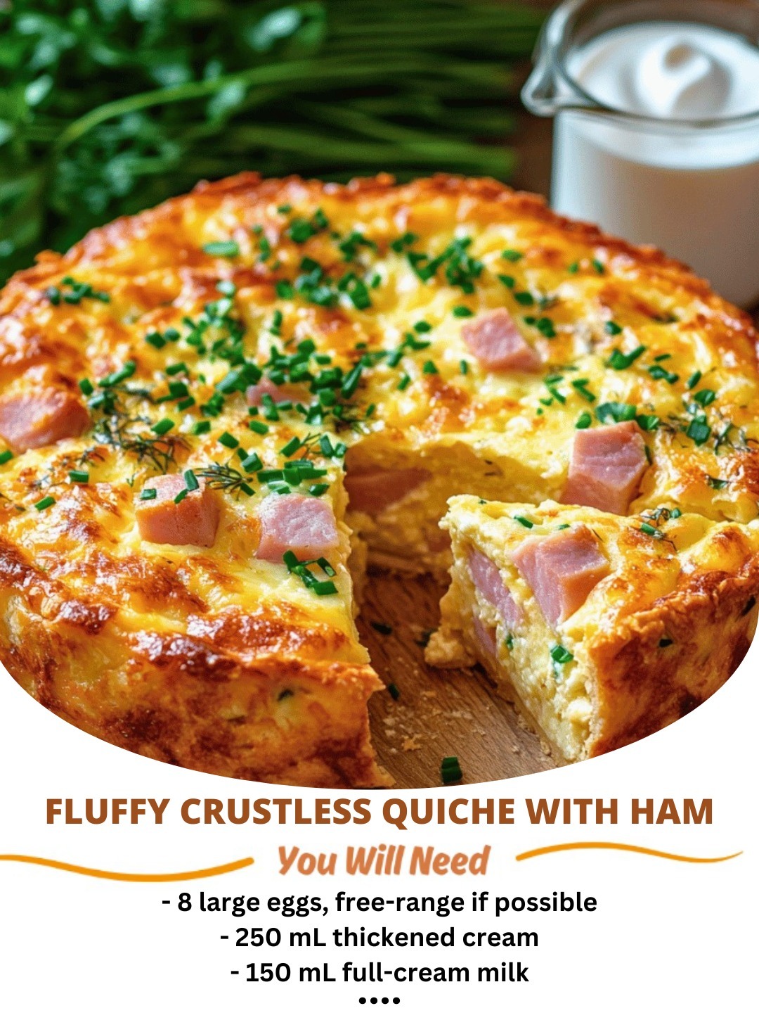 Fluffy Crustless Quiche with Ham – Light, Savoury, Protein-Packed Brunch Star!