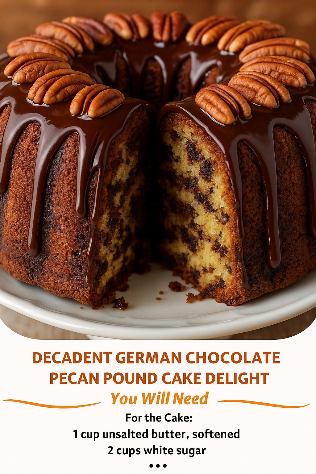 Decadent German Chocolate Pecan Pound Cake
