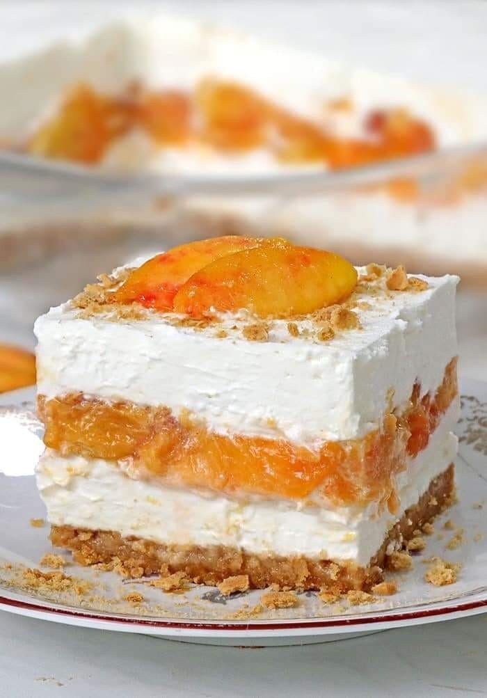 Peach ice cream dessert