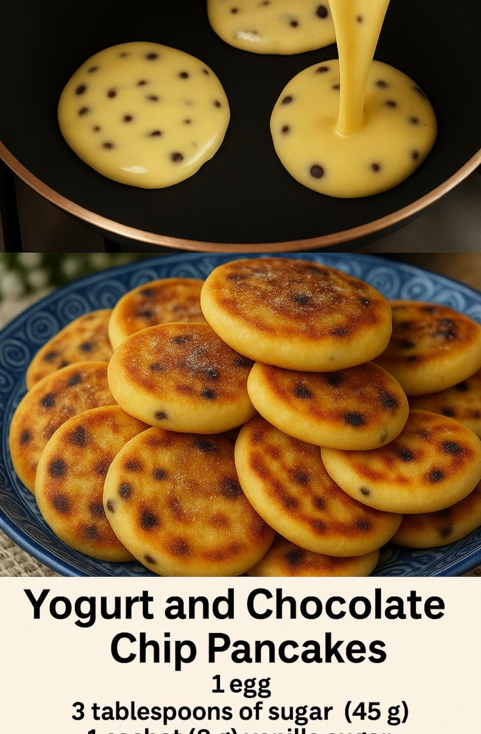 Yogurt and chocolate chip pancake