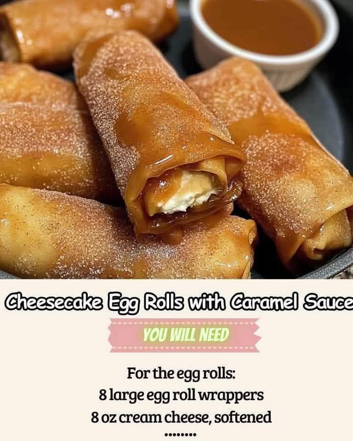 Cheesecake Egg Rolls with Caramel Sauce