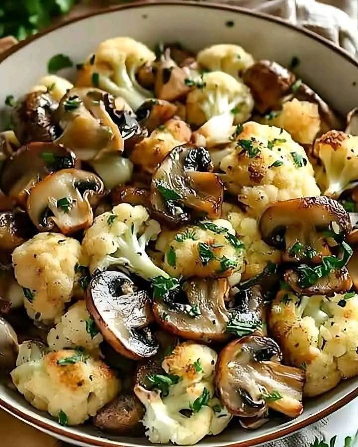 Garlic Mushrooms Cauliflower Skillet
