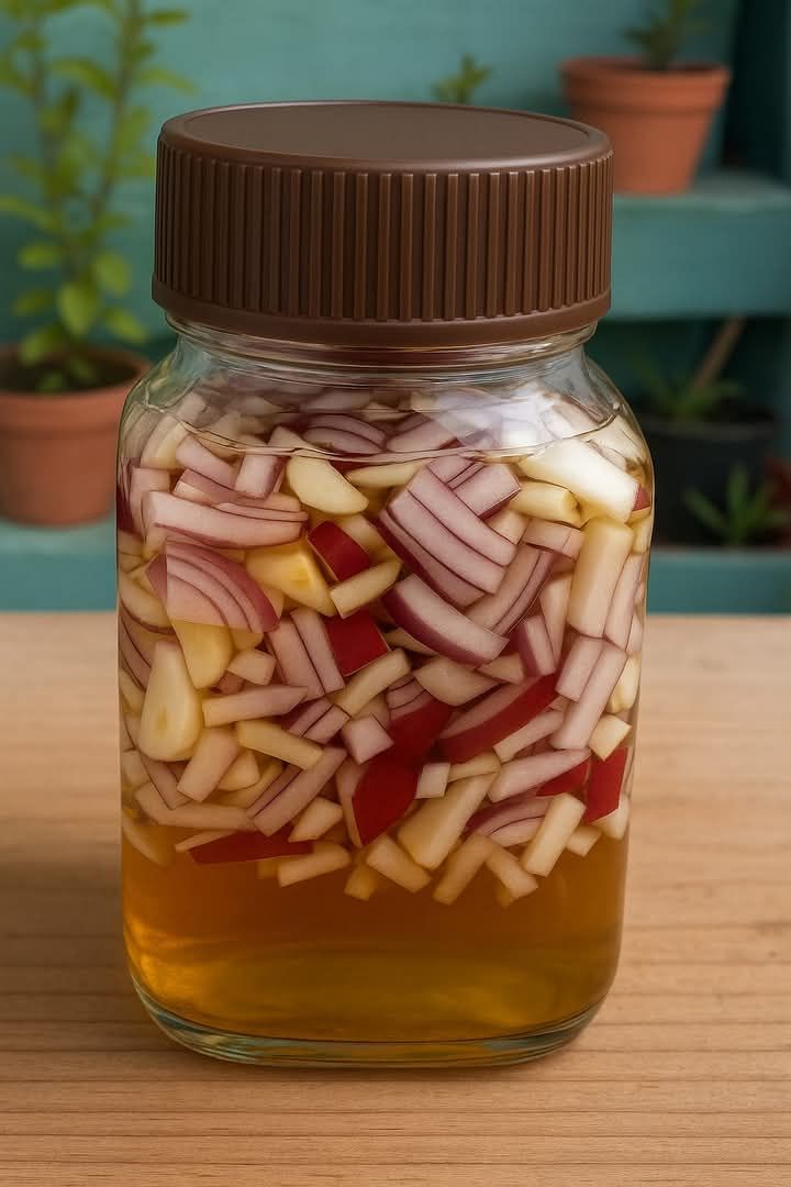 Ginger, onion, garlic, lemon juice, and honey, grated! You won’t believe it