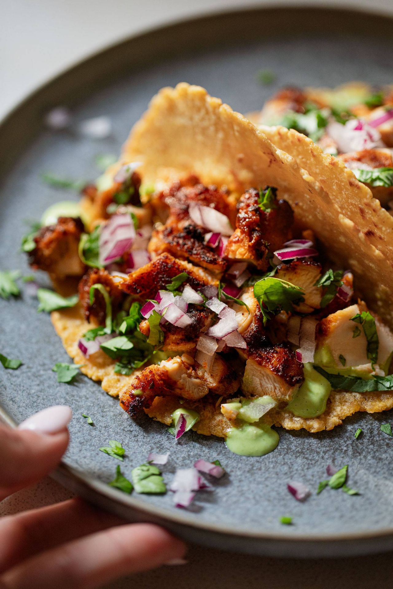 Ridiculously Good Chicken Tacos with Green Sauce