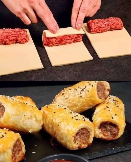 Sausage Skewers Wrapped in Puff Pastry