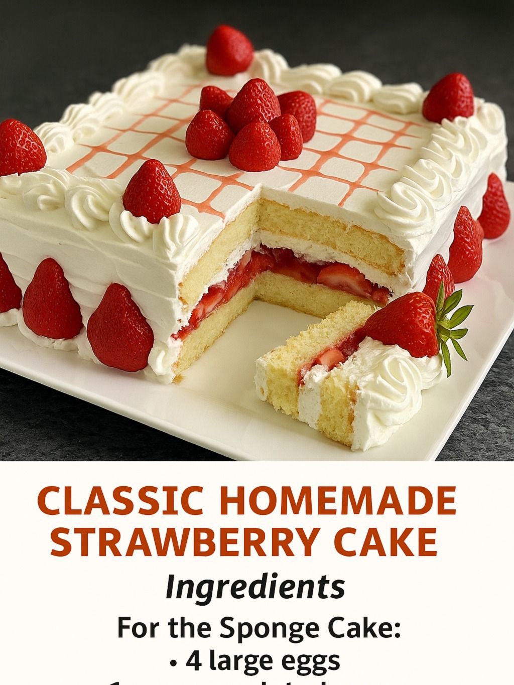 Classic Homemade Strawberry Cake
