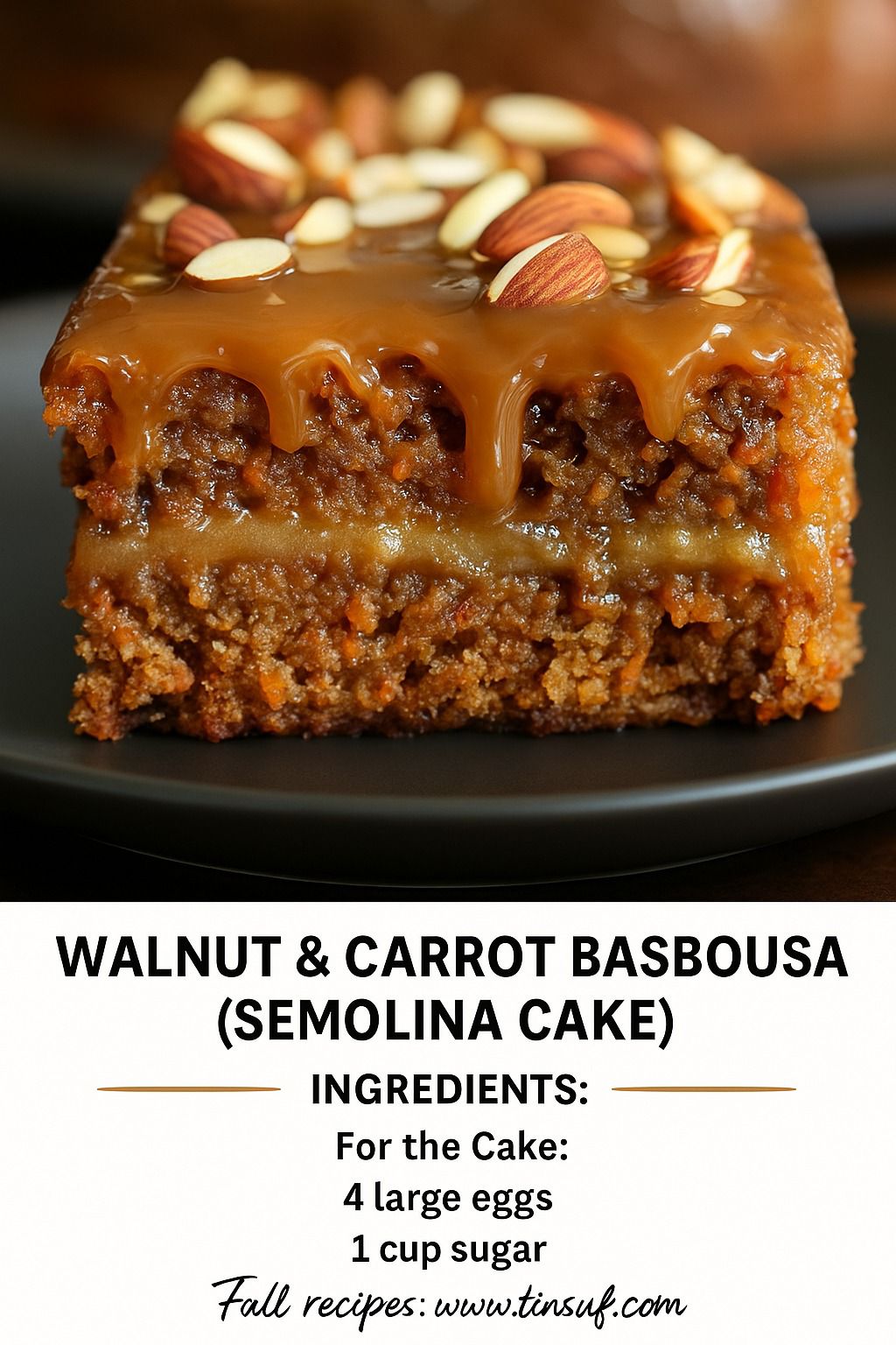 Walnut & Carrot Basbousa (Semolina Cake)