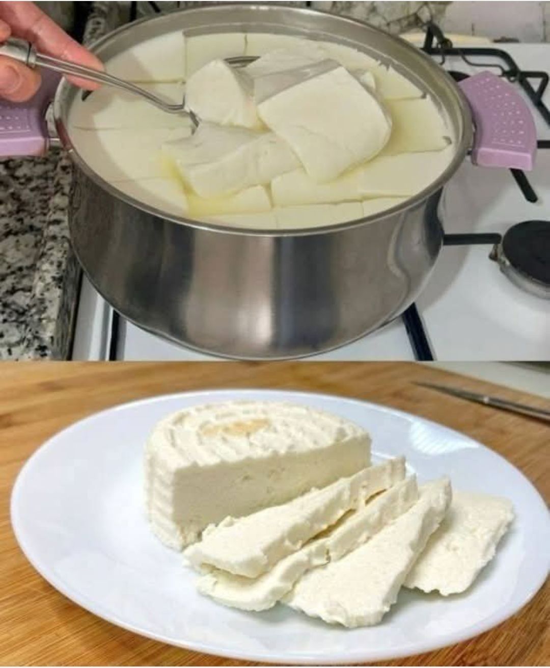 1 liter of milk, 1 yogurt, and half a lemon are enough to make the best homemade cheese.