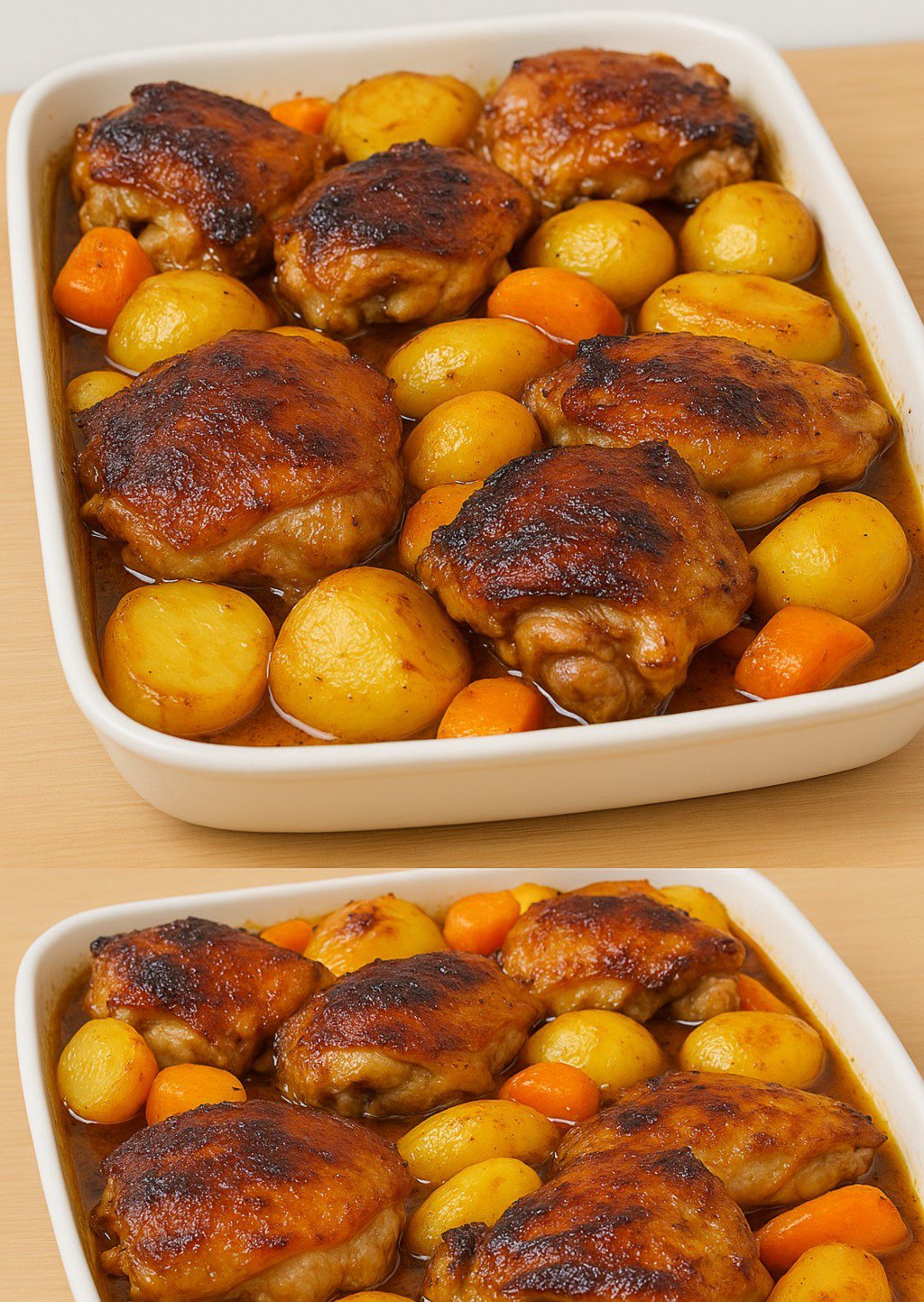 Savor the flavors with this mouthwatering Chicken Thighs & Potatoes Delight! Perfect for dinner!
