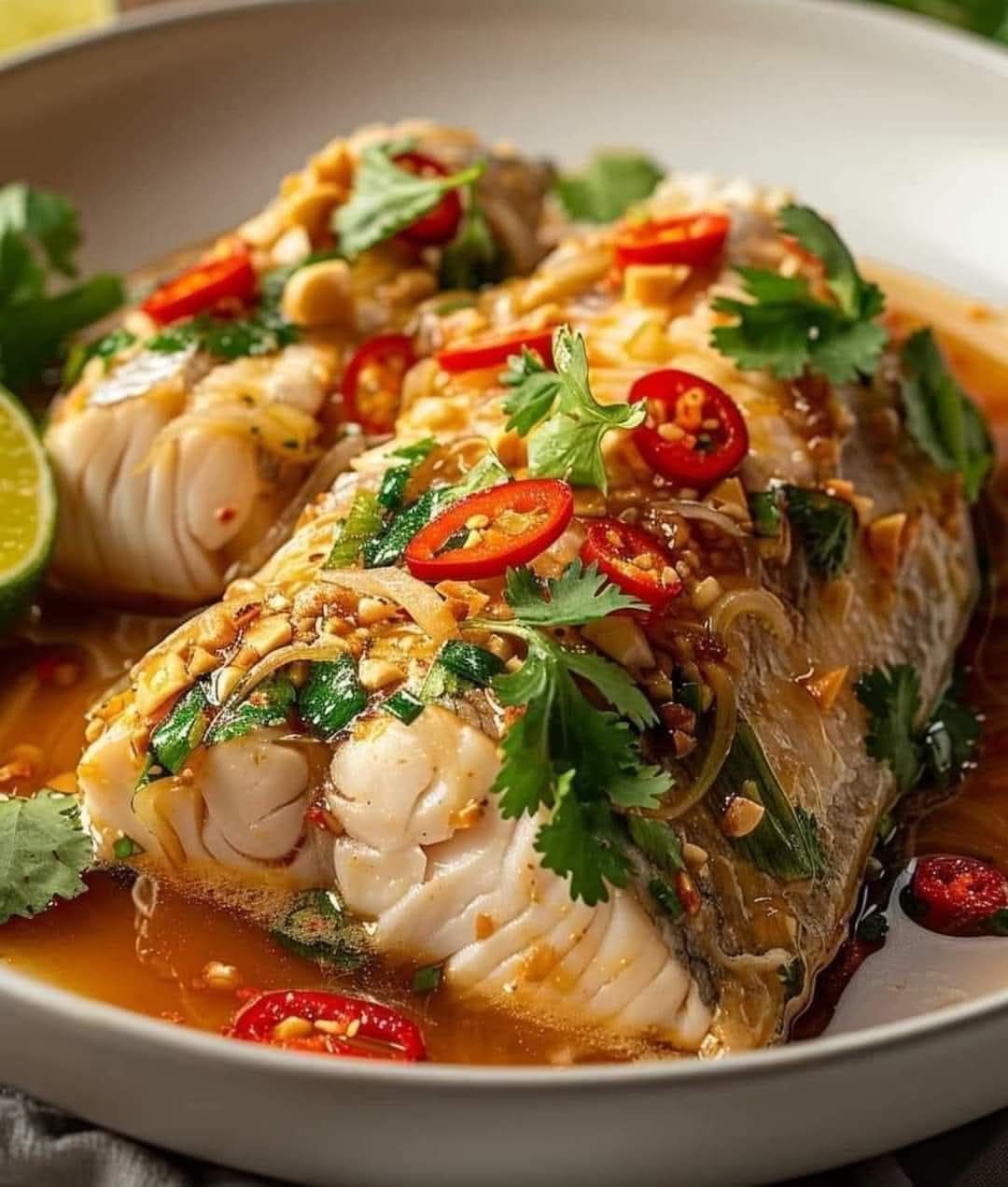 Thai Lime-Garlic Steamed Fish
