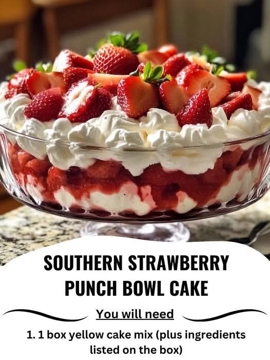 Southern Strawberry Punch Bowl Cake