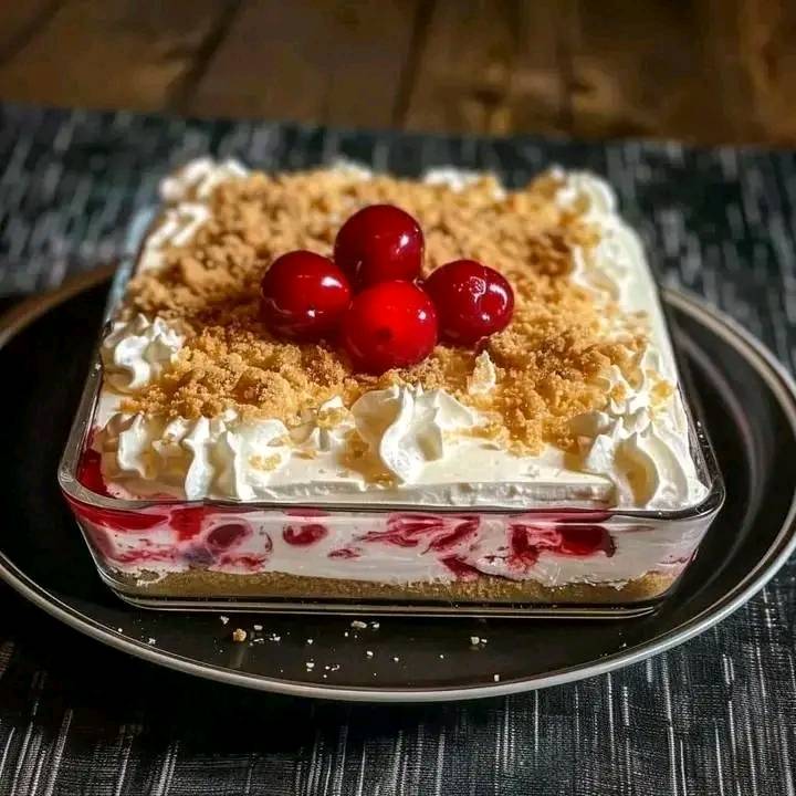 No-Bake Cherry Cheesecake in a Dish