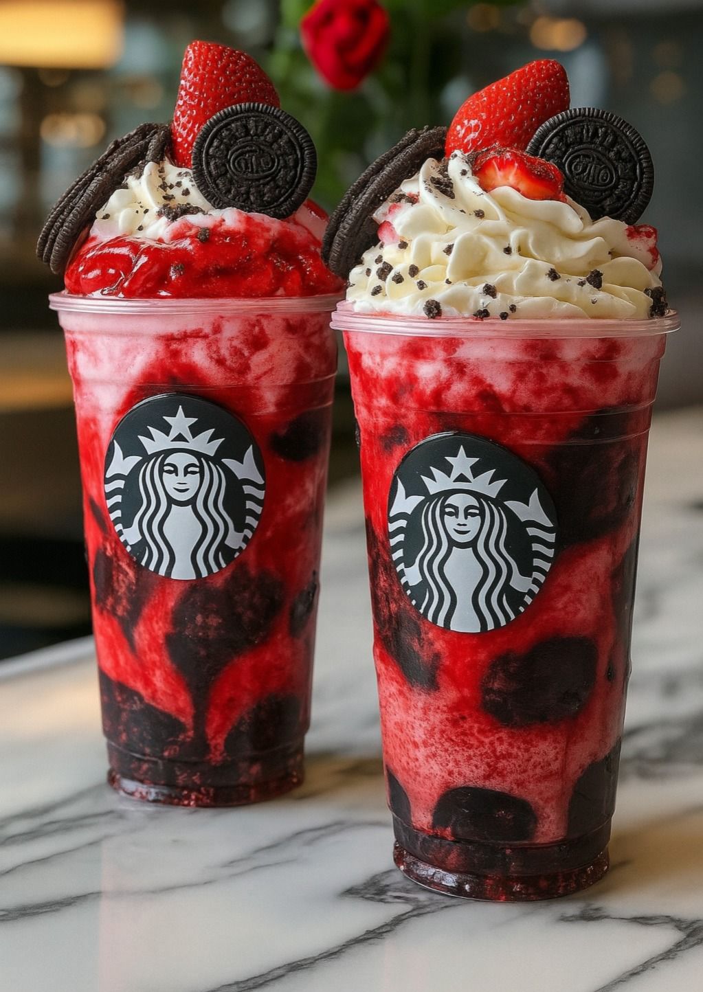 Starbucks Strawberry Oreo Cheesecake Frappuccinos