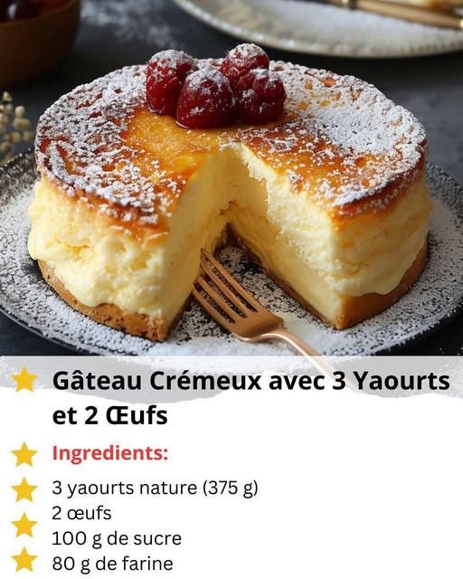 Creamy Yogurt Cake with 3 Yoghurts & 2 Eggs