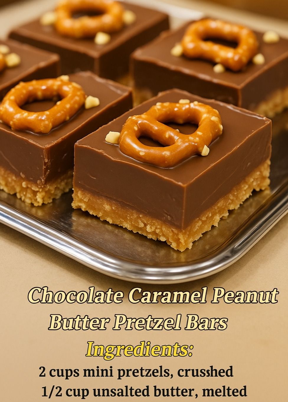 Chocolate Caramel Peanut Butter Pretzel Bars