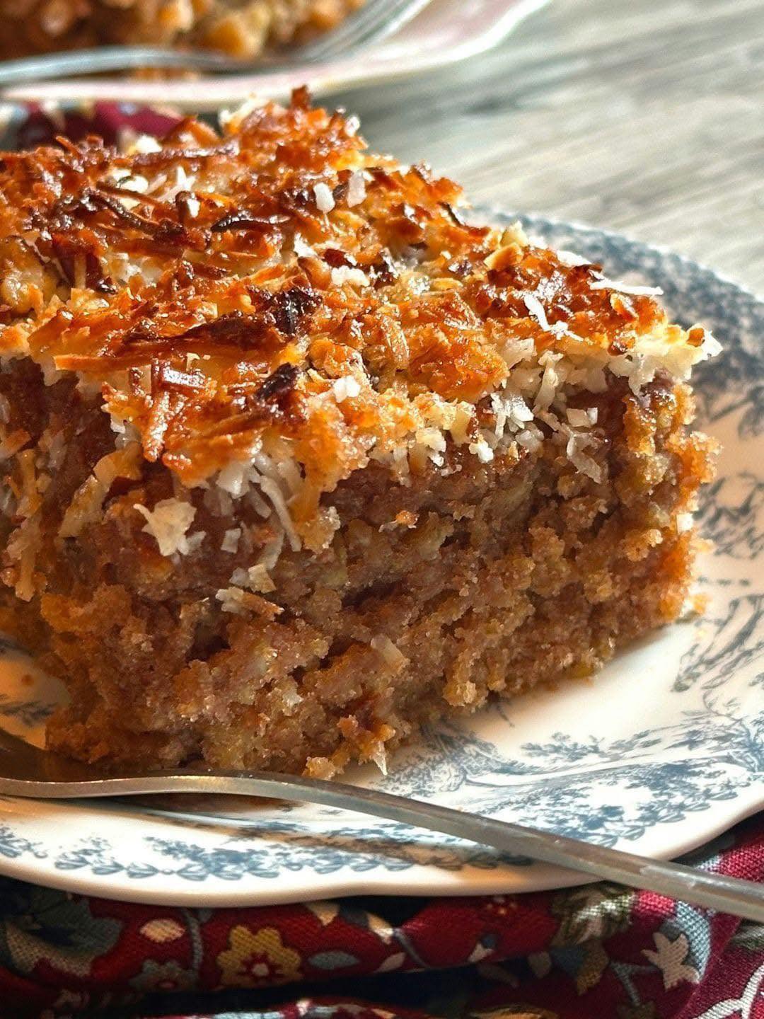 Old-Fashioned Oatmeal Cake with Coconut Topping