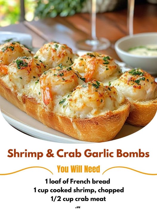 Crabby Shrimp-Stuffed Garlic Bread Bombs