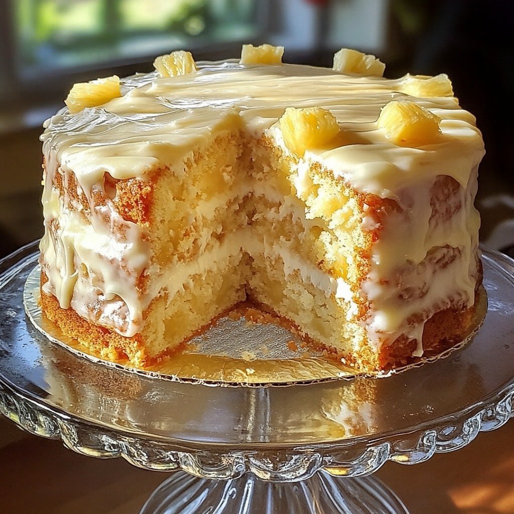 Pineapple Layer Cake with Glaze